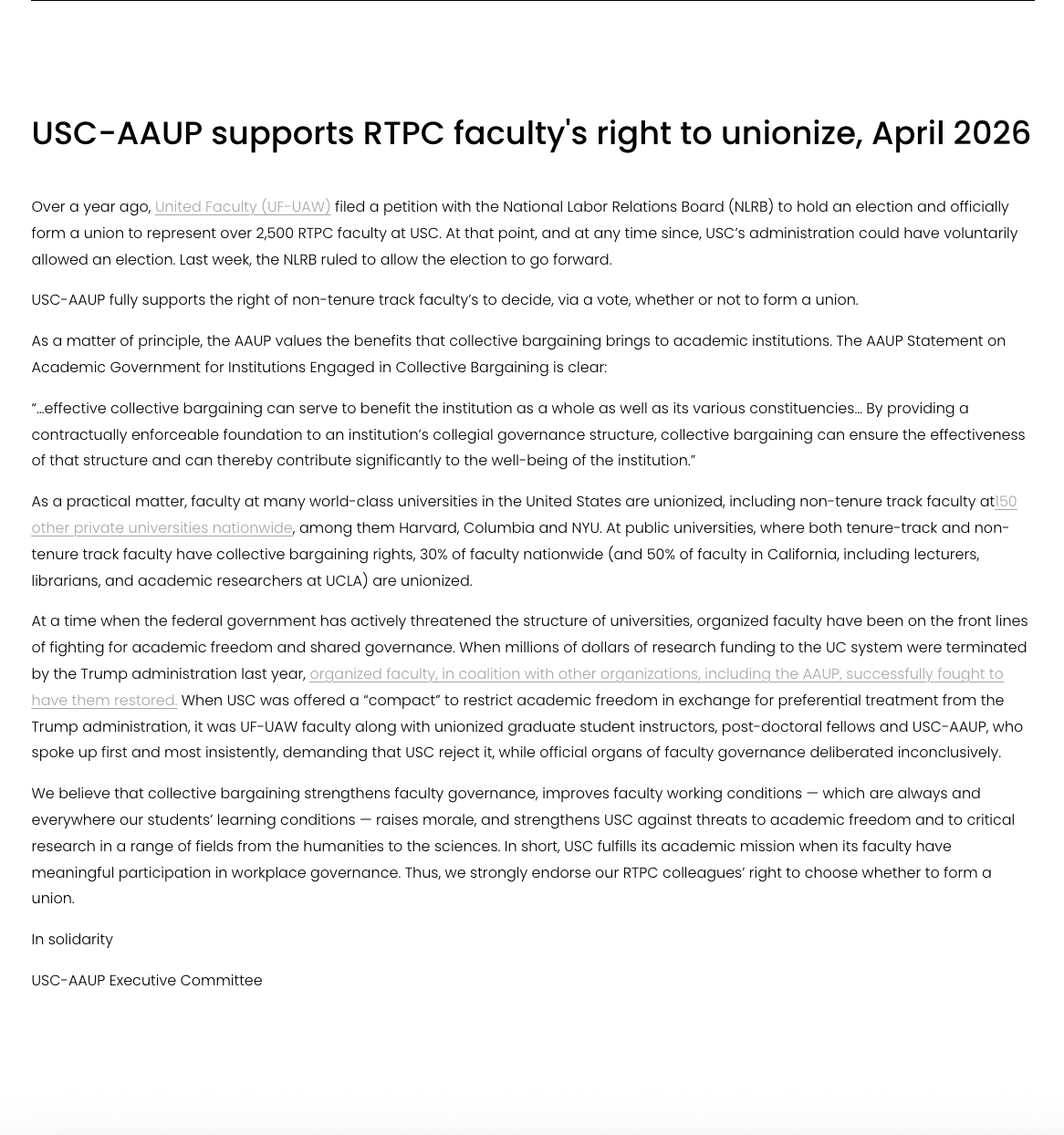 AAUP Letter of Support
